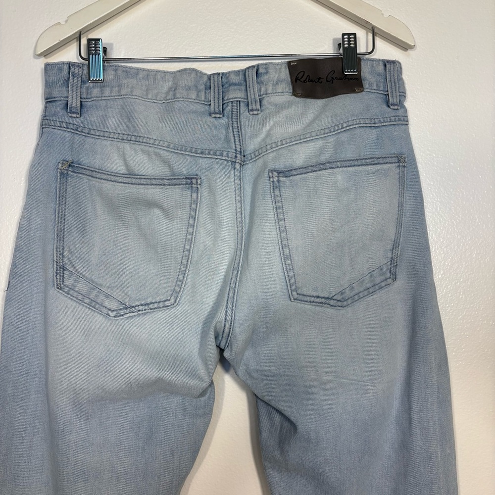 Robert Graham Mens Kipling Tailored Sz 33X31 Light Wash Stretch Denim Jeans - Picture 4 of 12